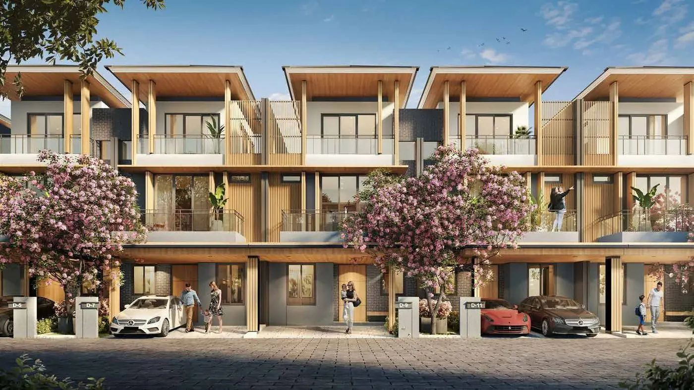 Deretan rumah K-Series dengan fasad batu alam